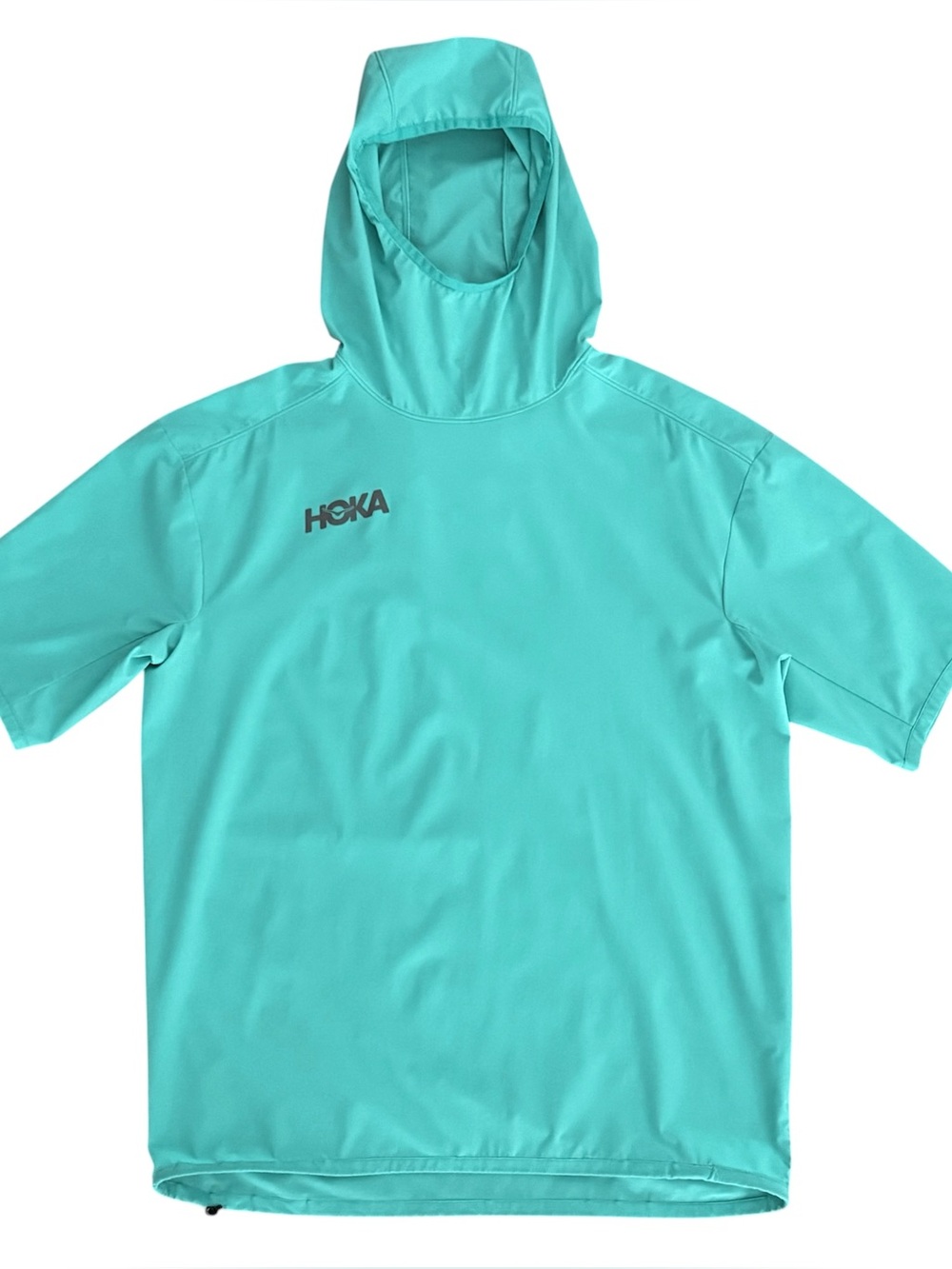 HOKA ONE Ceramic Green Short Sleeve Hooded Wind Shell Packable Mens Pullover S/M